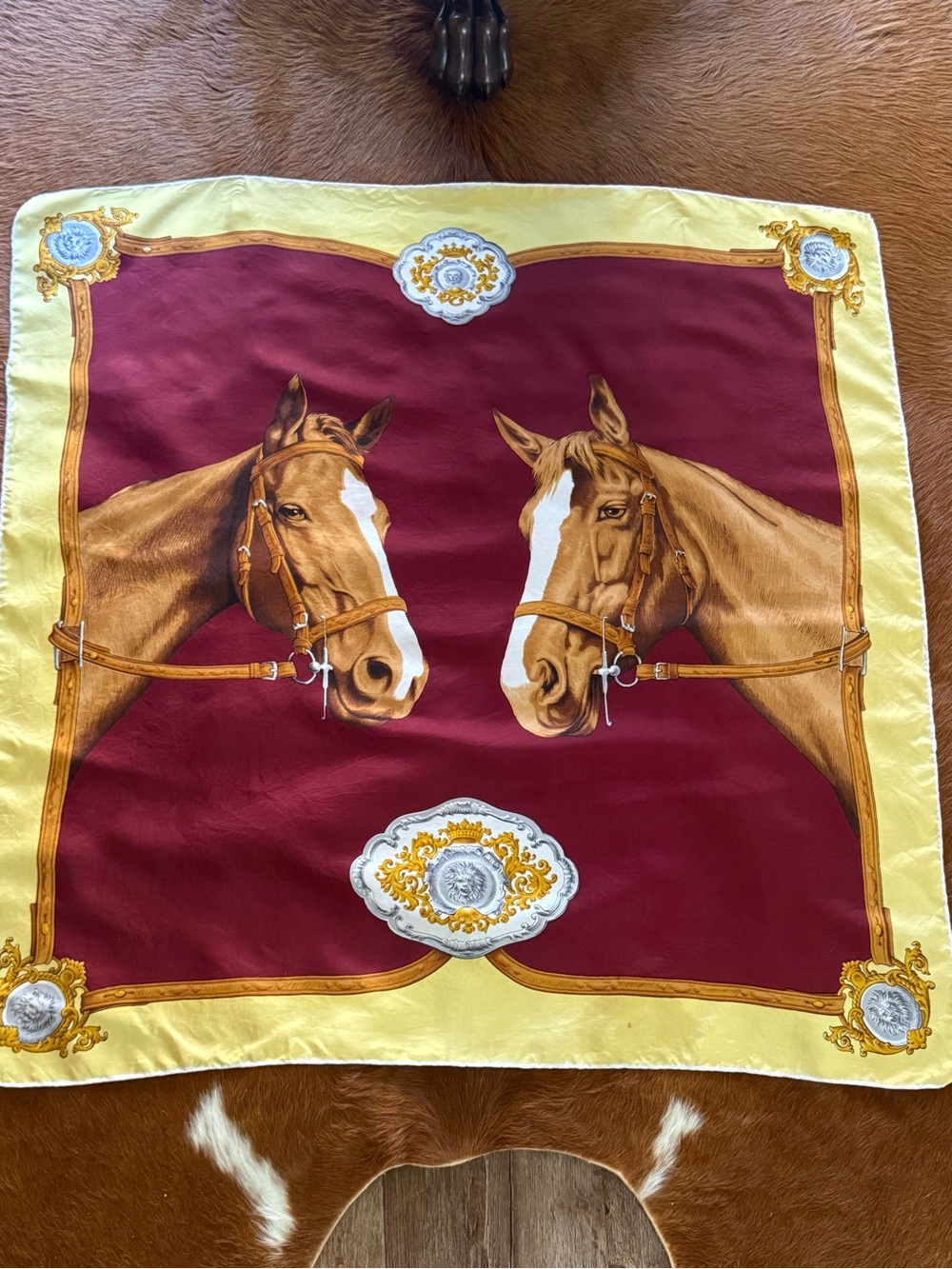 Vintage Equestrian Horse Silk Scarf